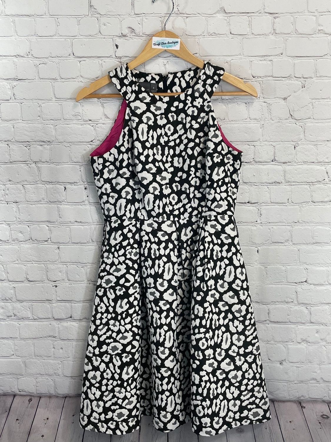Muse, Black, White, Leopard, Dress, Size 6