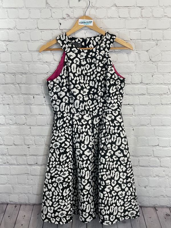 Muse, Black, White, Leopard, Dress, Size 6