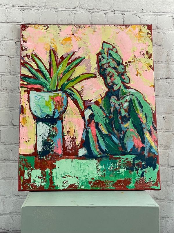 Erin Beck, Painting, Green Buddha, 20&#39;x16&#39;