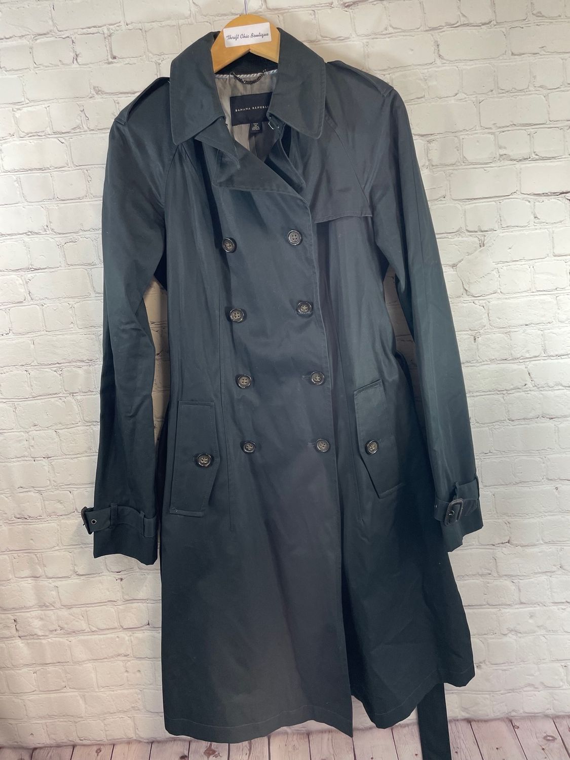 Banana Republic, Black, Trench, Medium