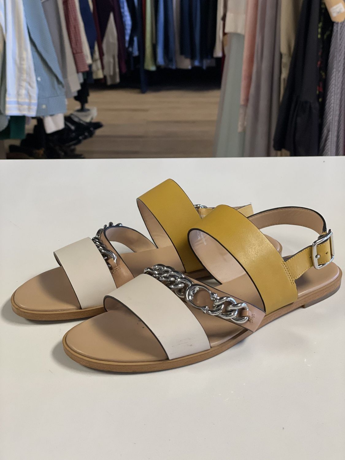 Coach, Mustard, Cream, Sandal, 8.5