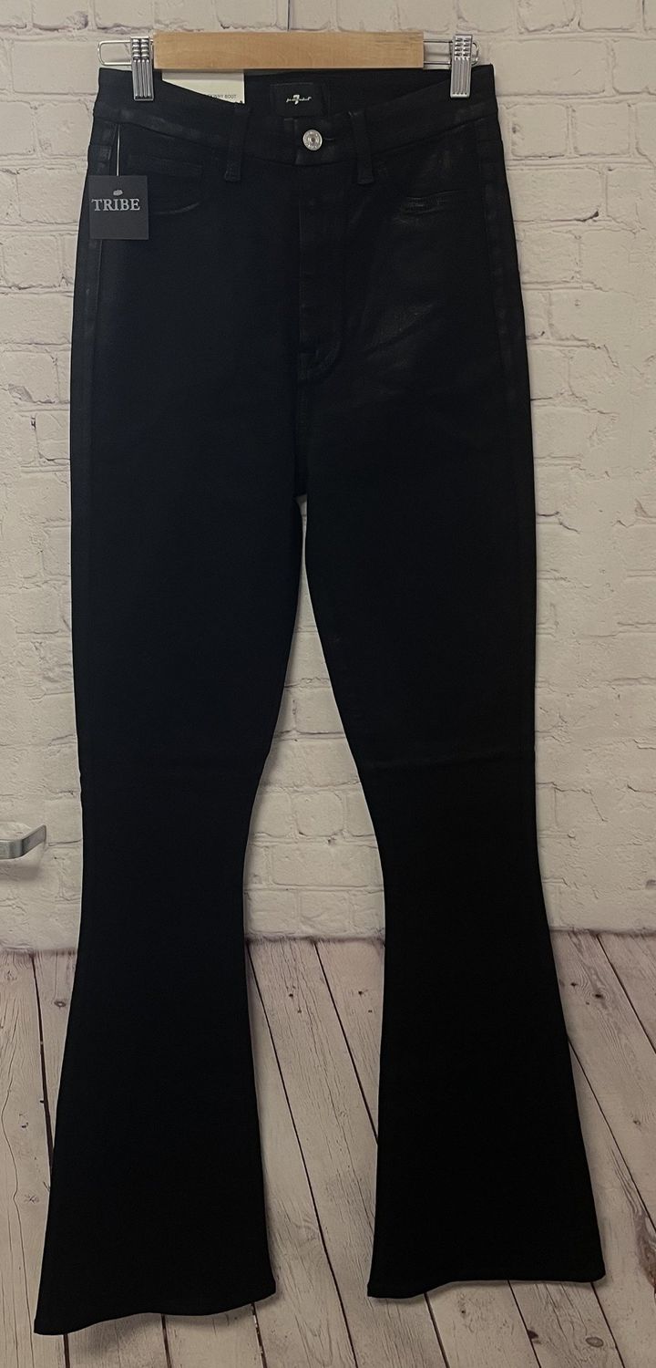 7 for all Mankind, Black, Wax Jeans, Ultra High-Rise Skinny Boot, 27, NWT