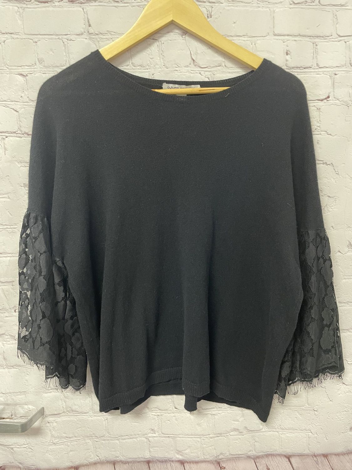 Autumn Cashmere, Black, Cashmere, 3/4, Medium