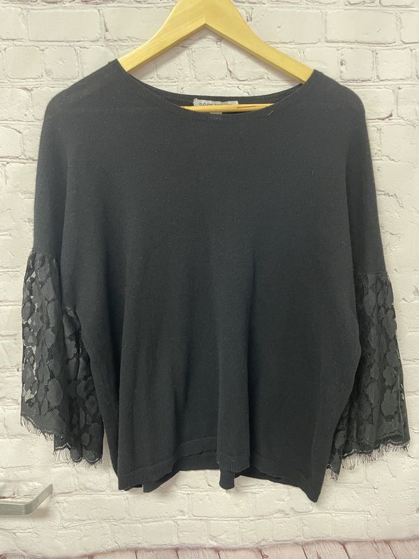 Autumn Cashmere, Black, Cashmere, 3/4, Medium