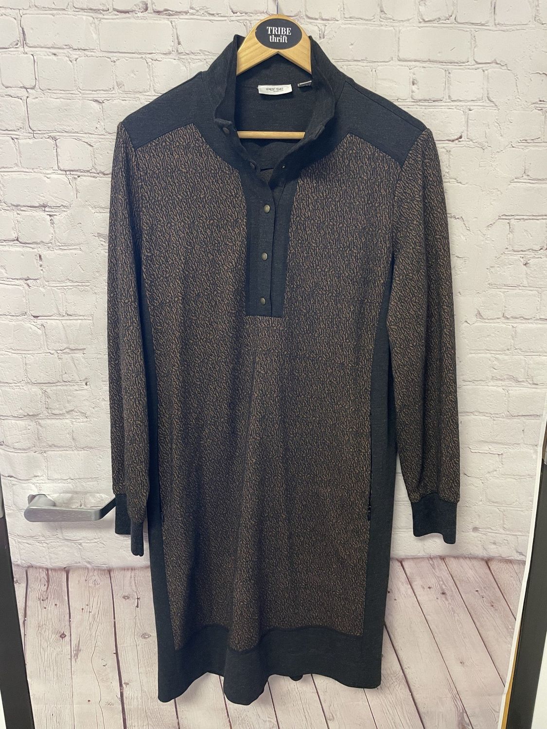 Per Se, Brown, Black, Dress, 10