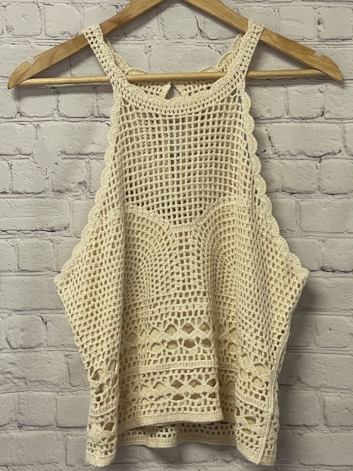 Anthropologie, Cream, Knit, Halter, Medium