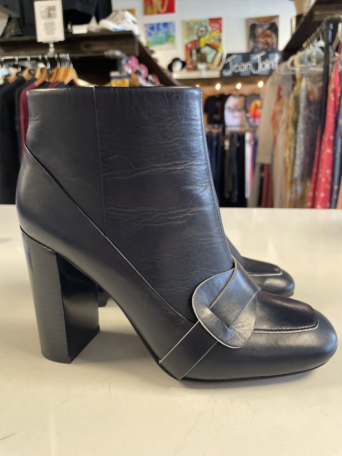 Tory Burch, Navy, &quot;BOND&quot;, Booties, Leather, 7, MSRP $450