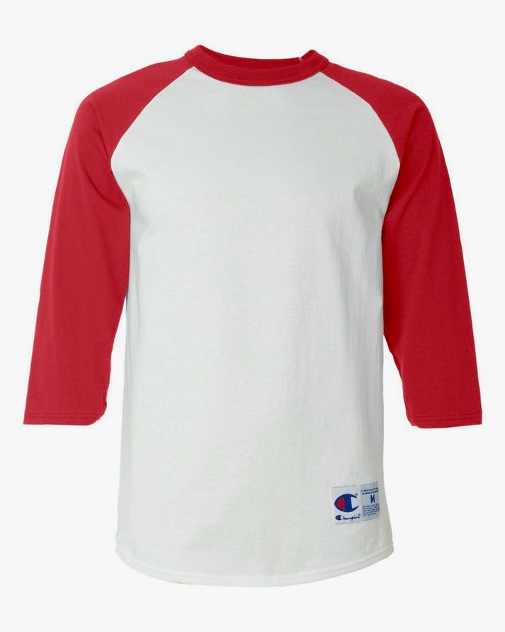Franela Champion 3/4 Baseball - White/Scarlet