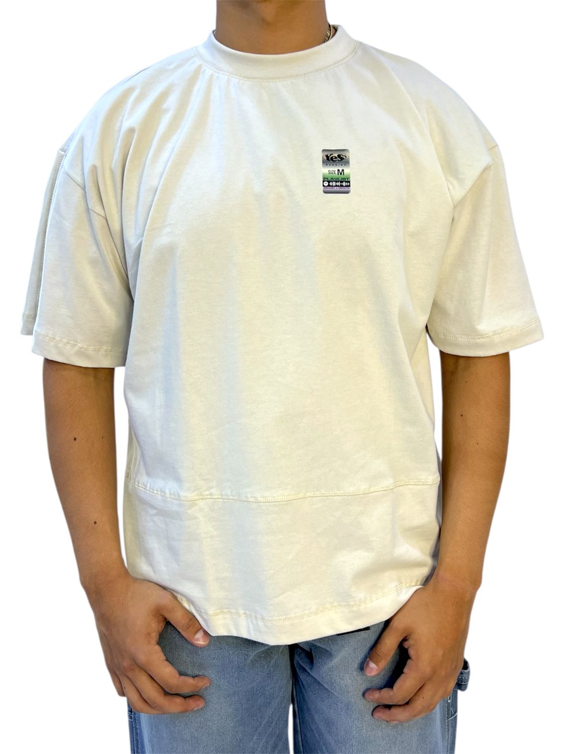 Franela Burning  Yes Boxi Fit - Crema