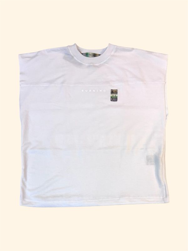 Franela Burning  Yes Boxi Fit Manga Cero - Blanco