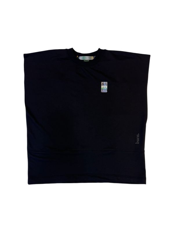 Franela Burning  Yes Boxi Fit Manga Cero - Negro