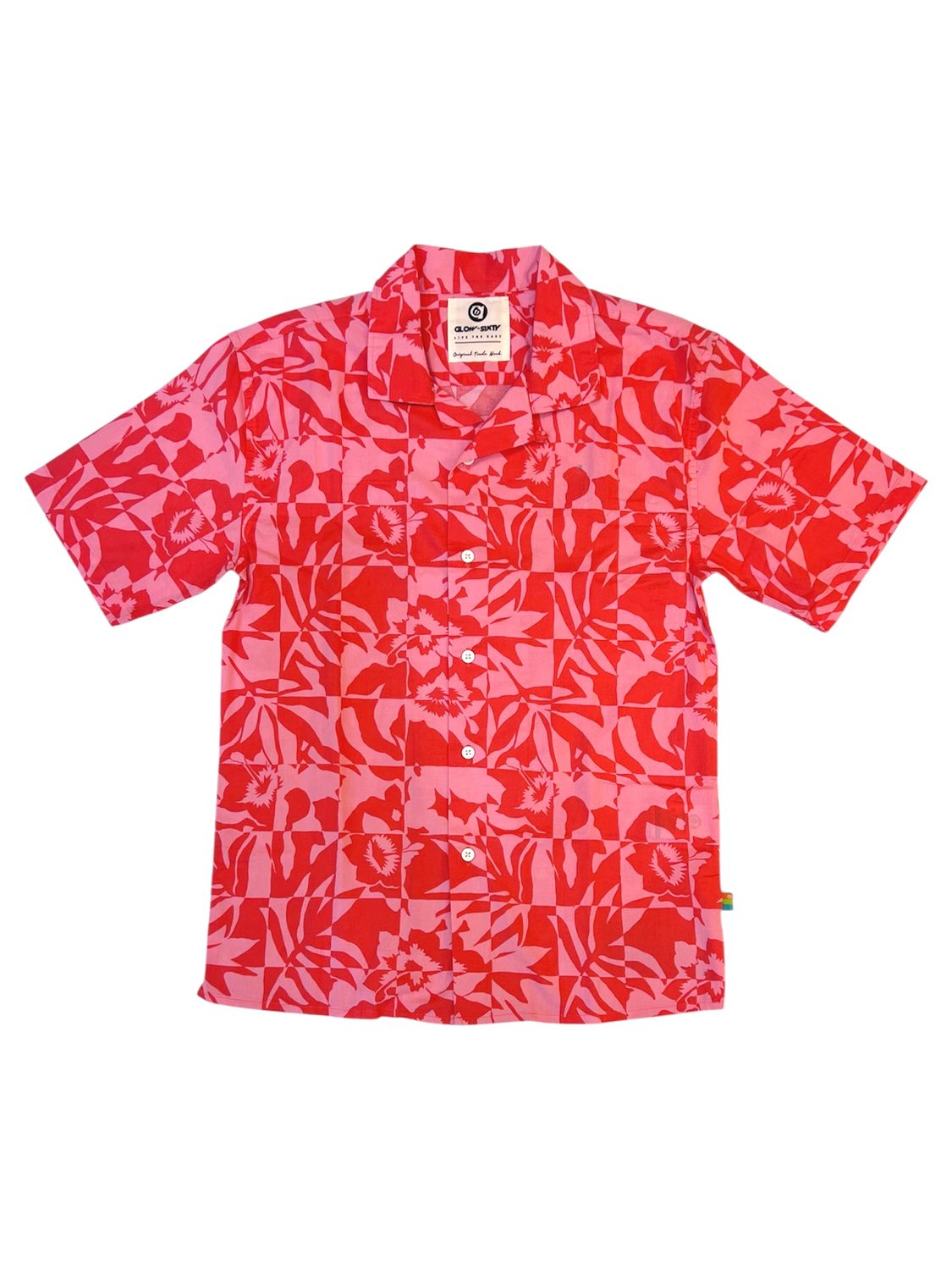 Camisa Guayabera Glow Sixty Floral - Coral Camisa Guayabera Glow Sixty Floral - Coral