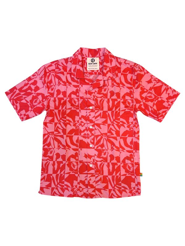 Camisa Guayabera Glow Sixty Floral - Coral