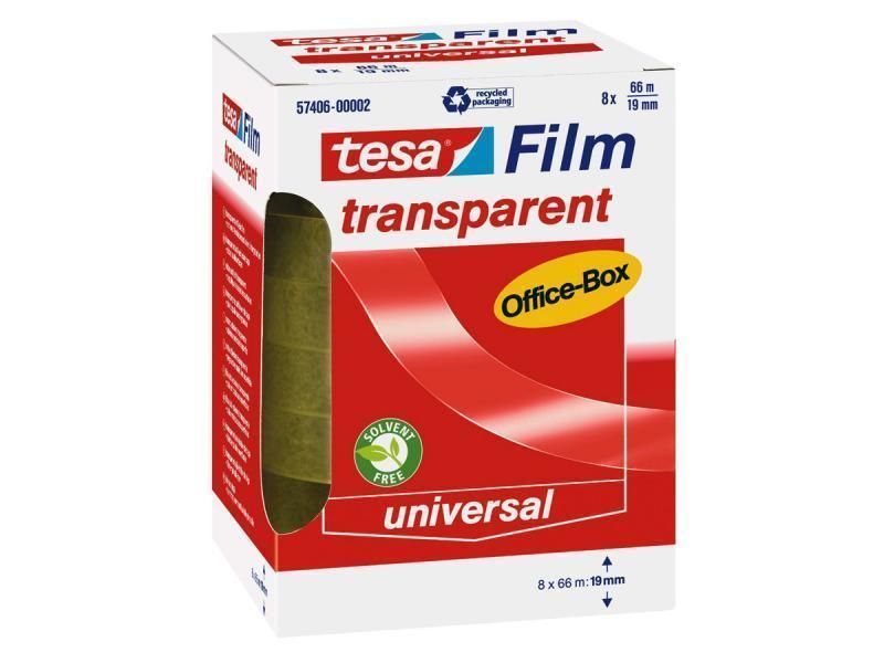 Film transparent Tesa pour dérouleur de table (8 pces 66m x 19mm)