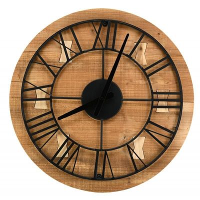 Horloge en bois recyclé et métal Horloge en bois recyclé et métal