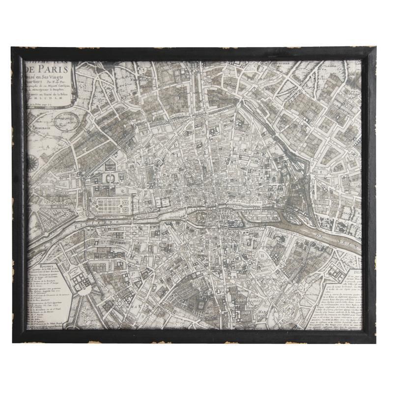 Tableau plan de Paris en bois