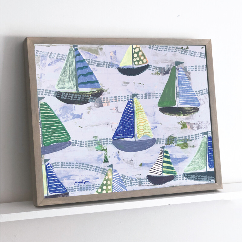 Baby Blue Sailboats Framed Original (16 x 20)