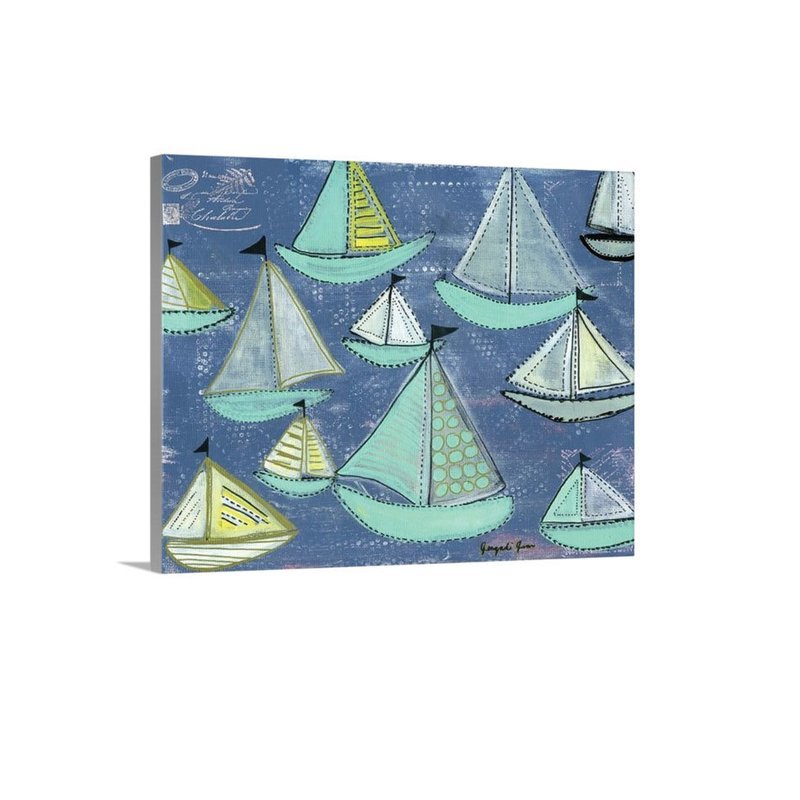 Seafoam Blue Sailboats Canvas Reproduction (16 x 20)