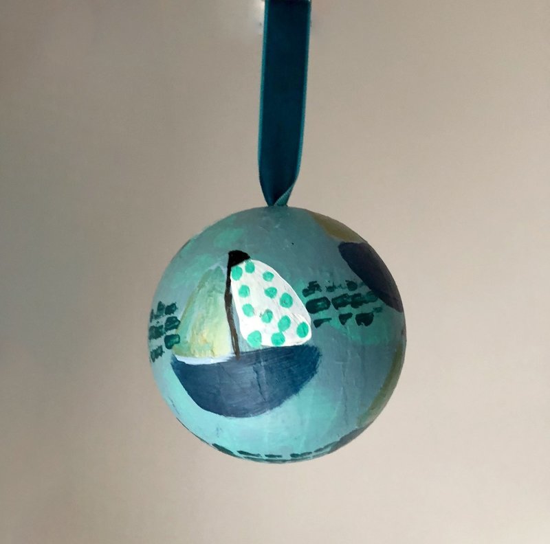 Teal Shimmer Boats Ornament (90mm)