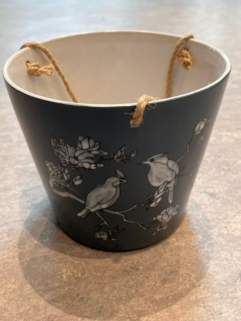 Hanging Bird Blue 6.5&quot; Flower Pot