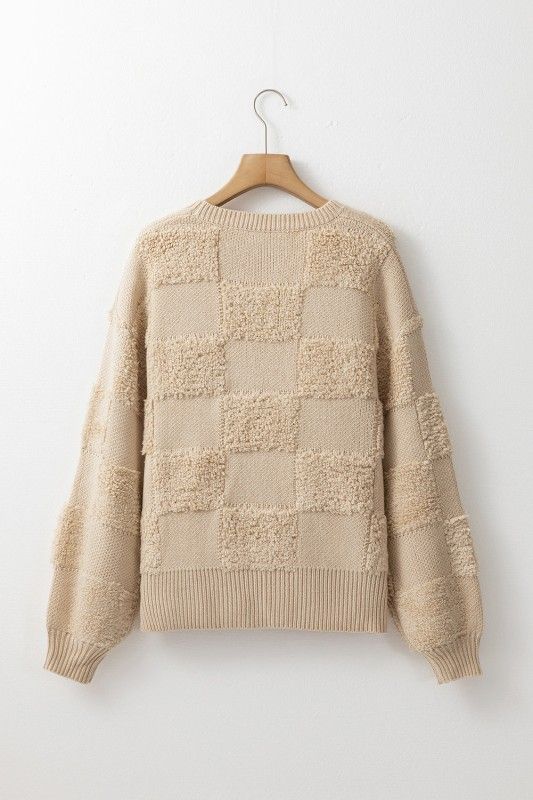 Oversized Checkered Sherpa Sweater