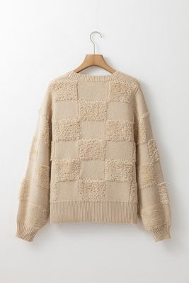 Oversized Checkered Sherpa Sweater