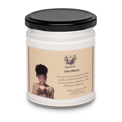 Salted Bloom-Sea Salt &amp; Orchid Soy Candle (Handmade, Long Burning)
