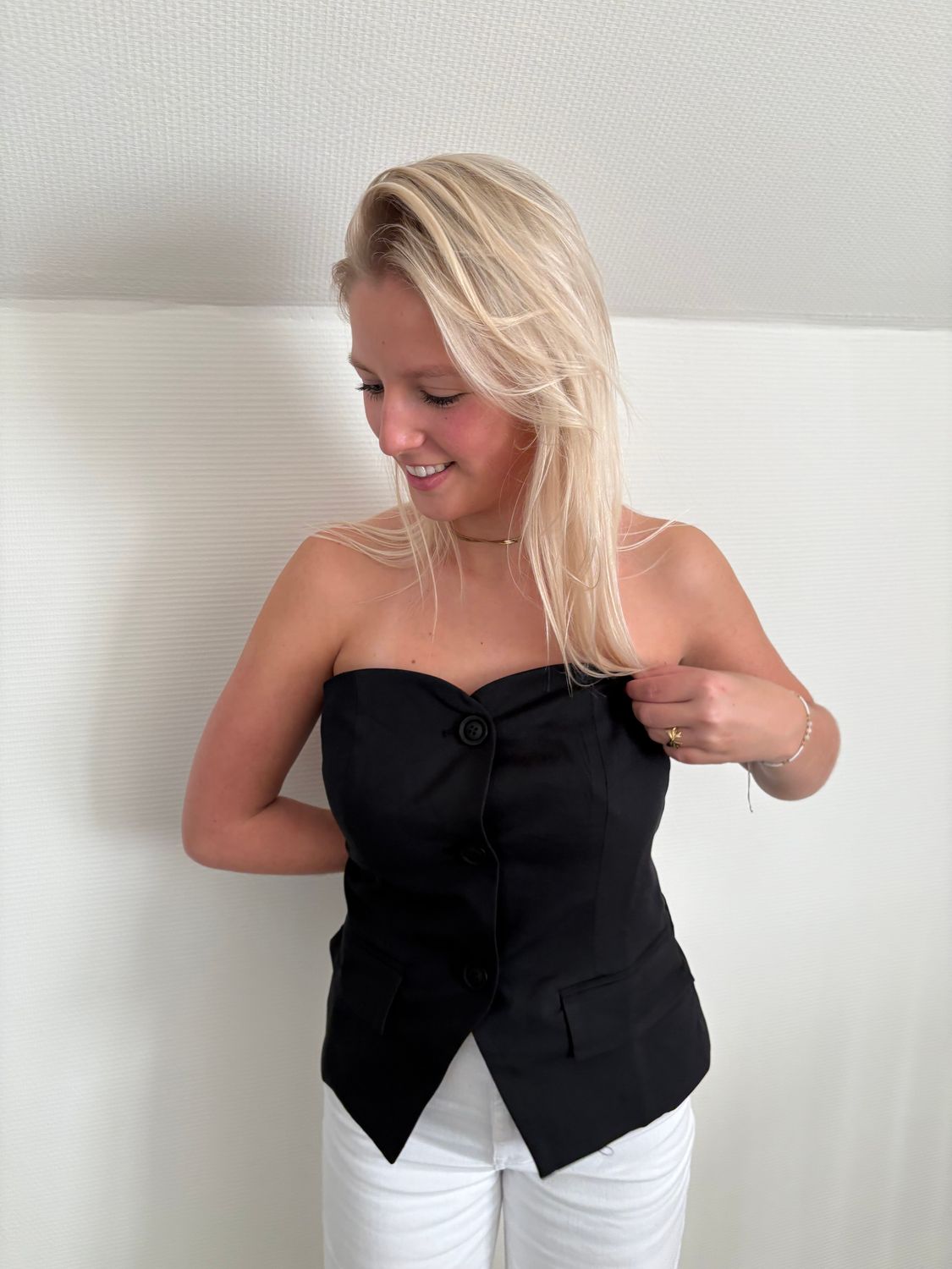 Business casual top black L