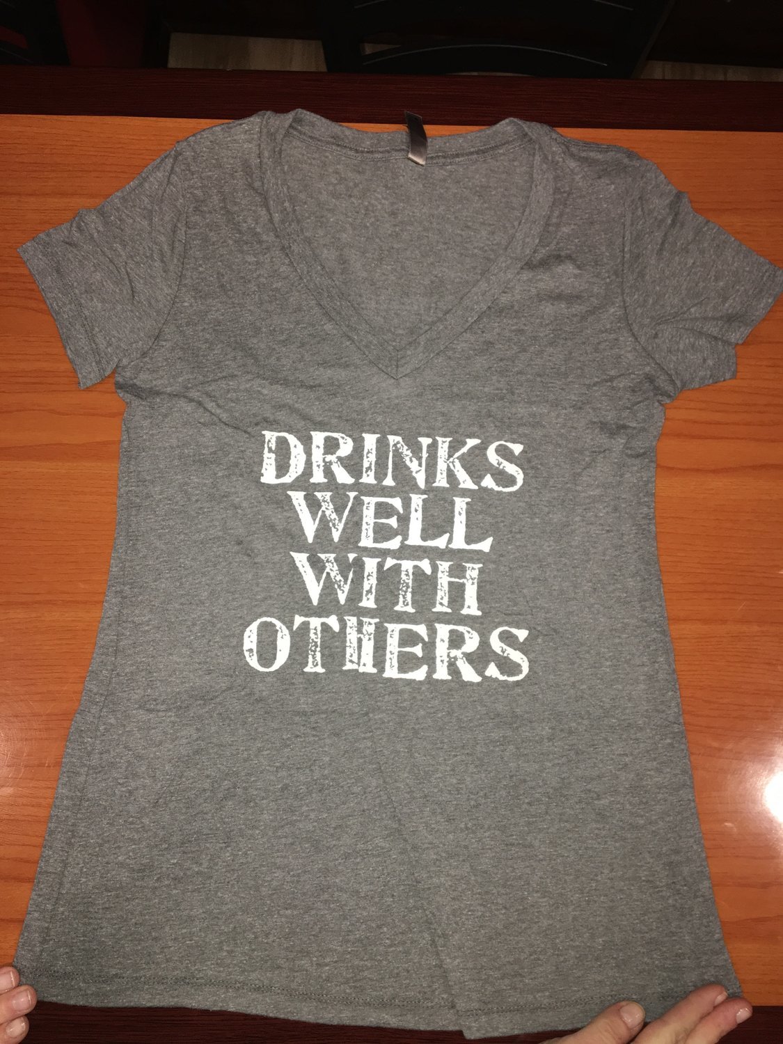 Gray "Drinks Well with Others" Women's V-Neck