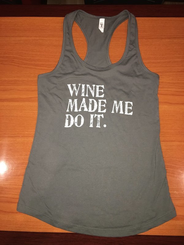 Gray &quot;Wine Made Me Do It&quot; Women&#39;s racerback tank