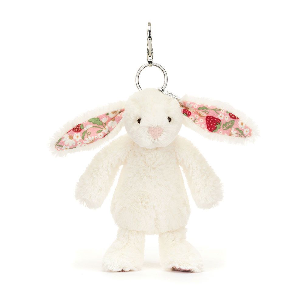 Jellycat Breloczek Króliczek z Kwiecistymi Uszami Kremowy „Berry” 18 cm
