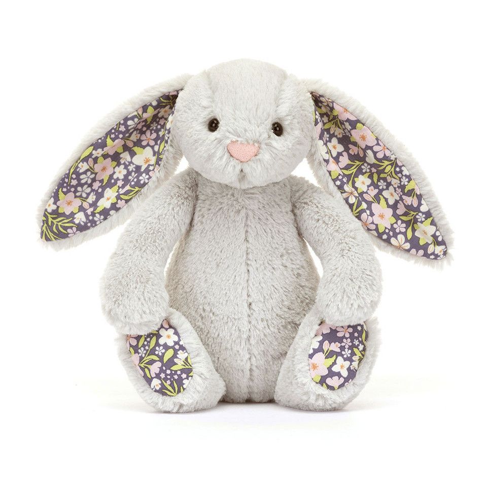 Jellycat Króliczek z Kwiecistymi Uszami Srebrny „Bloom” 18 cm