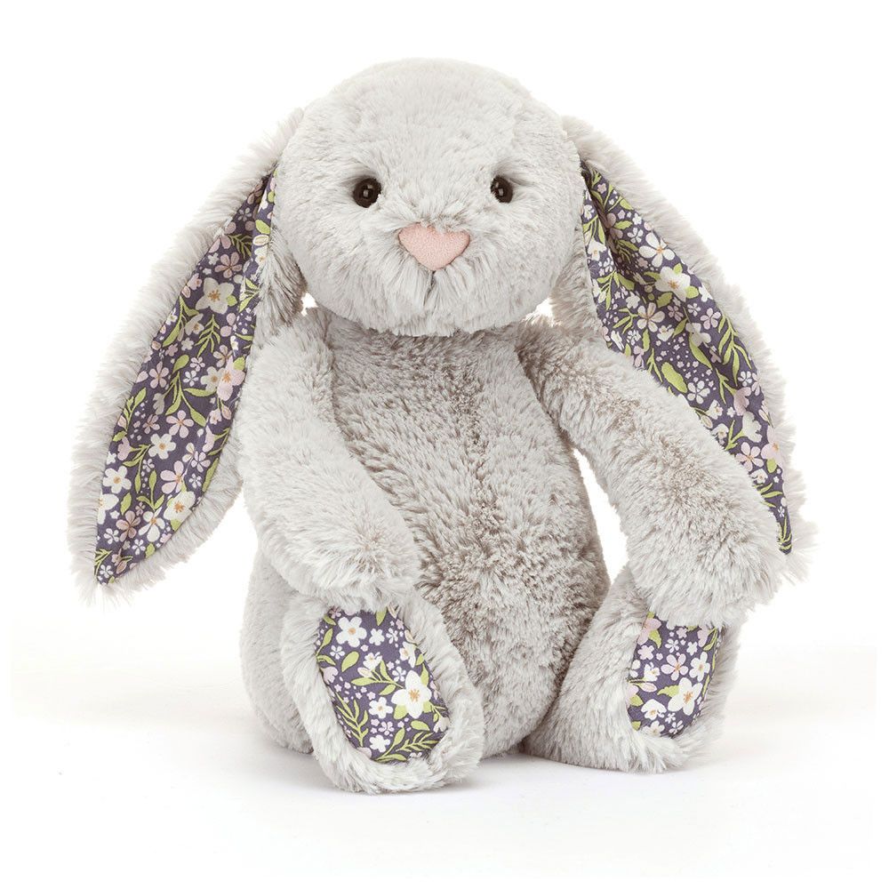 Jellycat Króliczek z Kwiecistymi Uszami Srebrny „Bloom” 31 cm