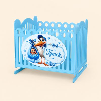 Flowerbox w kształcie kołyski w kolorze niebieskim