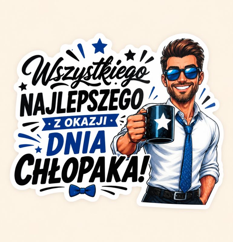 Topper Wszystkiego Najlepszego z okazji Dnia Chłopaka z kubkiem