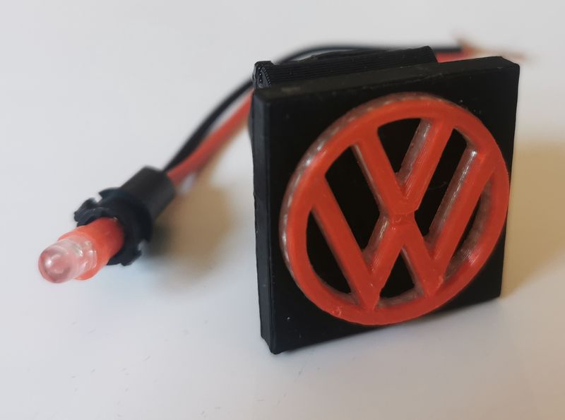 RED VW T5 Dashboard Switch blank VW emblem illuminated