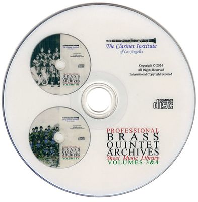 Brass Quintet Sheet Music - Volumes 3 &amp; 4 Disk or Flash Drive