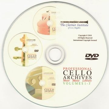 Cello Sheet Music - Complete  -  3 Archives Disk or Flash Drive