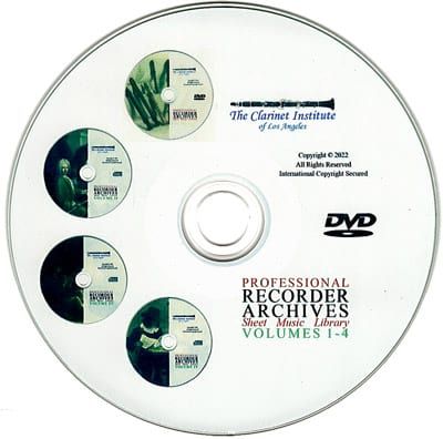 Recorder Sheet Music Collection - All 4 Archives Disk or Flash Drive