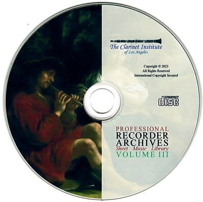 Recorder Sheet Music Archive, Volume 3 Disk or Flash Drive