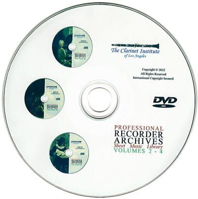 Recorder Sheet Music Archive, Volumes 2 - 4 Disk or Flash Drive