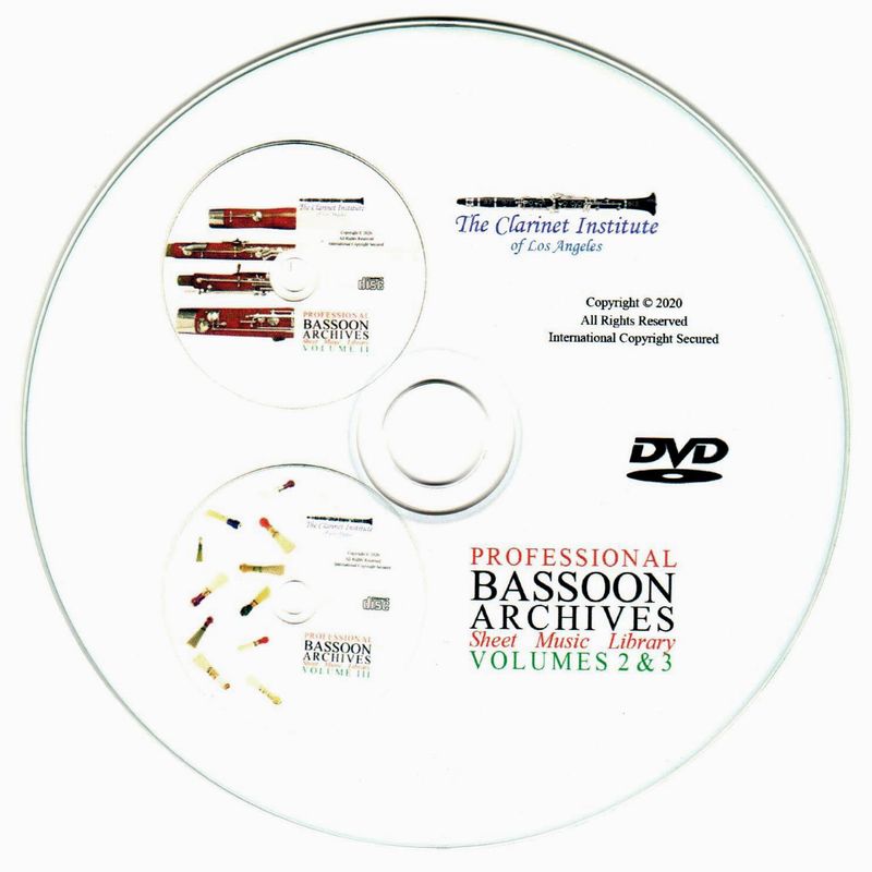 Bassoon Sheet Music Archive, Vol. 2 &amp; 3 Disk or Flash Drive