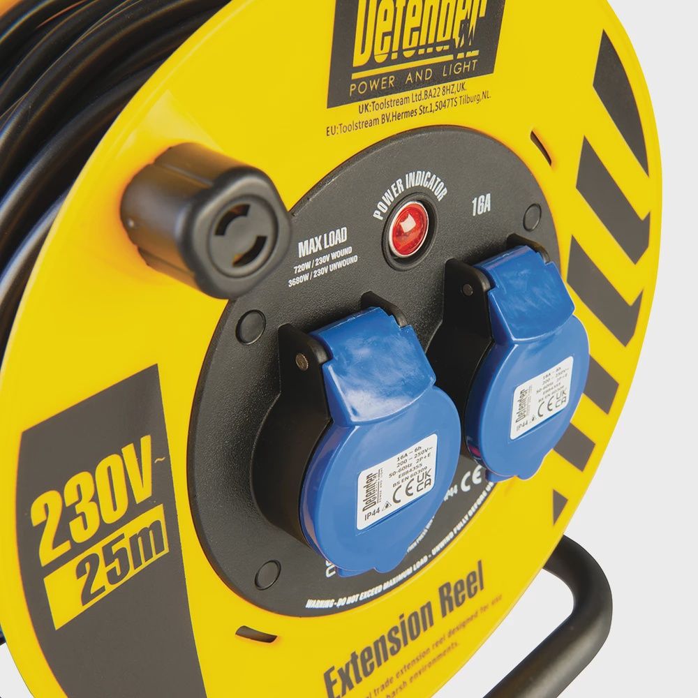 Industrial Cable Reel 2-Way (240V 16A 25m)