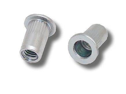 JRP M8 x 18.5 Steel Flat Head Round Knurled Body Rivet Nuts