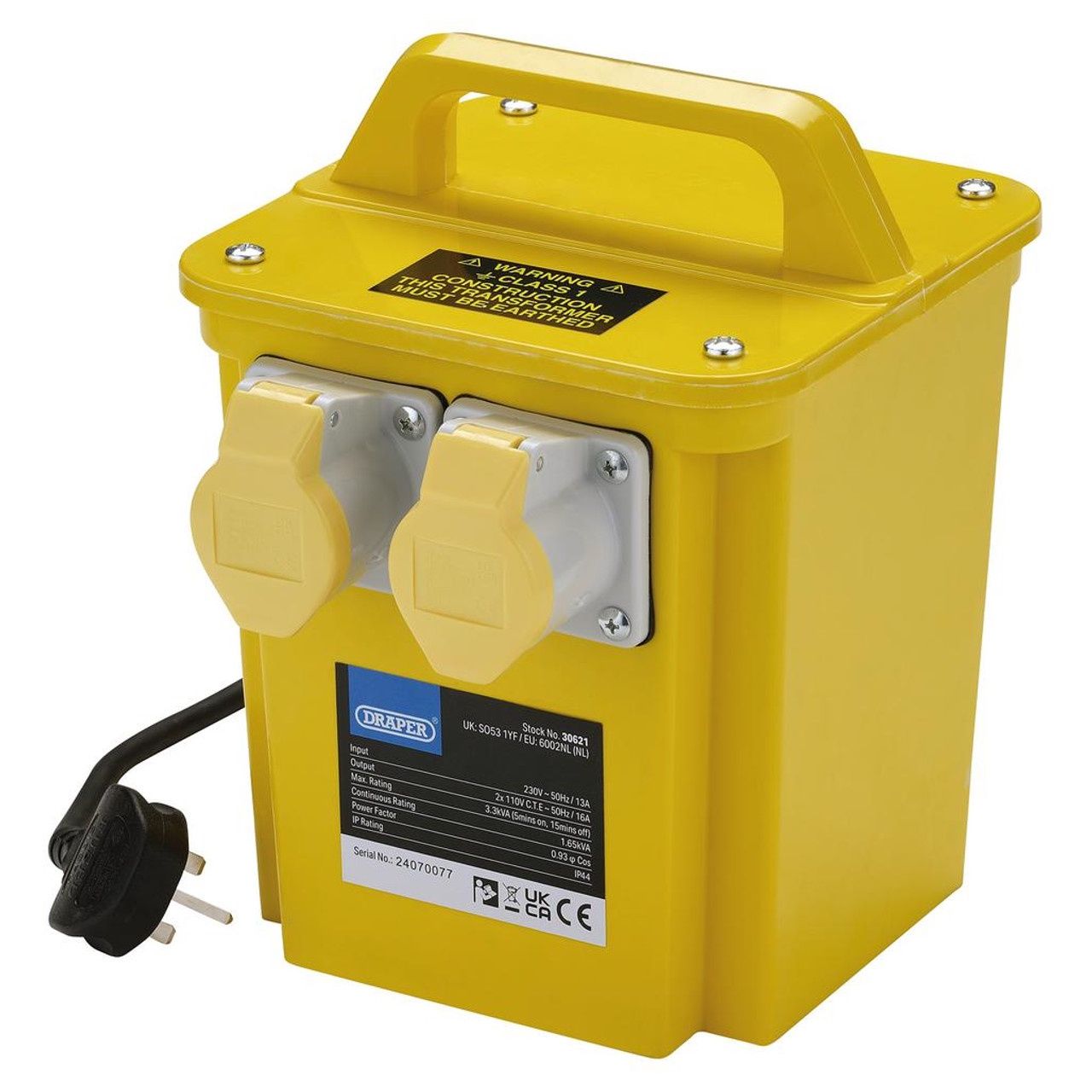 Draper 110V Portable Transformer, 3.3kVA