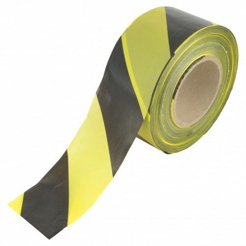 70mm x 500m Black &amp; Yellow Barrier Tape (Non Adhesive)