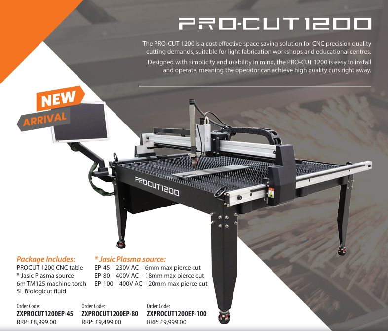 Pro-Cut 1200 CNC Table c/w EP-45|80|100 Plasma Package