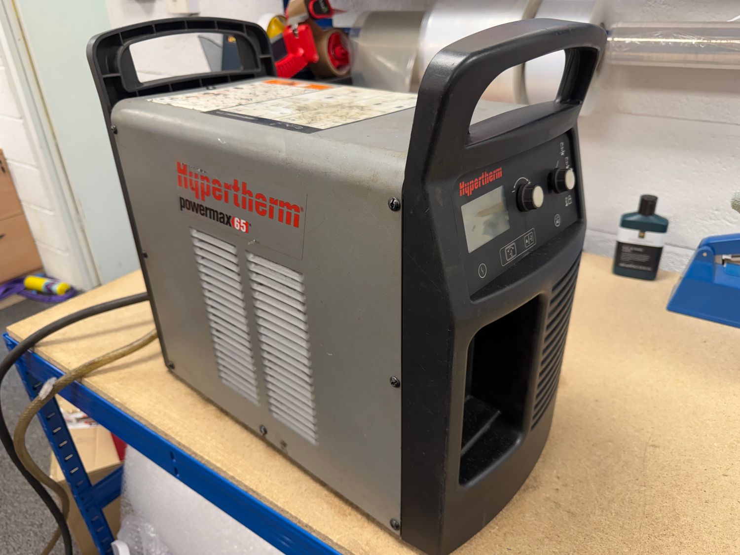 Used Hypertherm Powermax 65 Plasma Cutter (Comes with torch, earth & air line) Used Hypertherm Powermax 65 Plasma Cutter (Comes with torch, earth & air line)