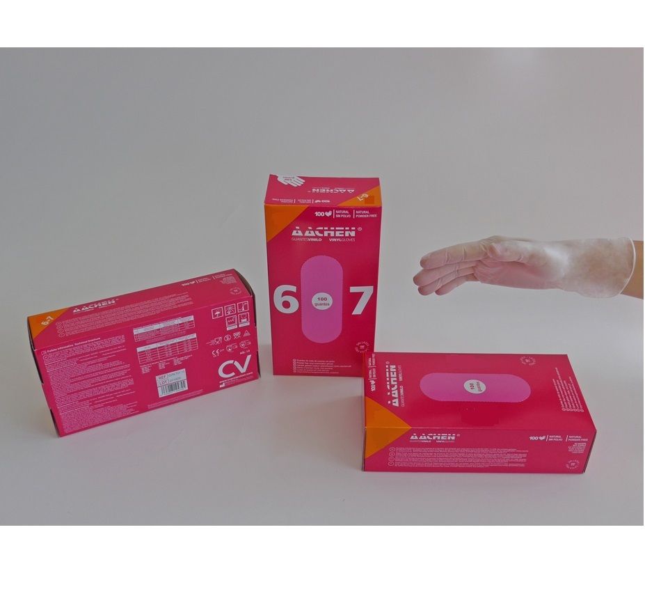 Guantes Vinilo Sin Polvo Aachen T-M 100Ud.