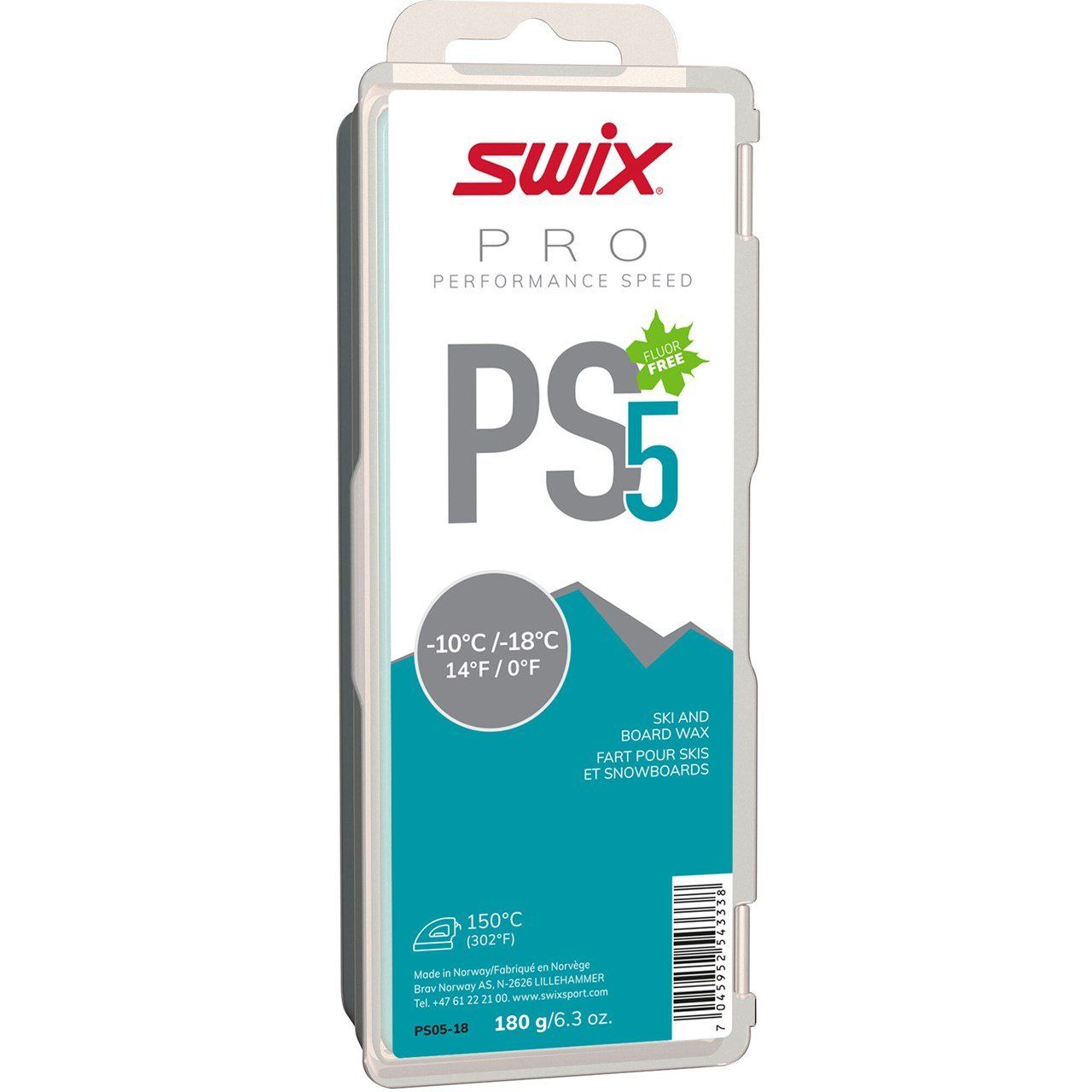 Swix PS5 Turquoise Wax -10°C/-18°C, 180g